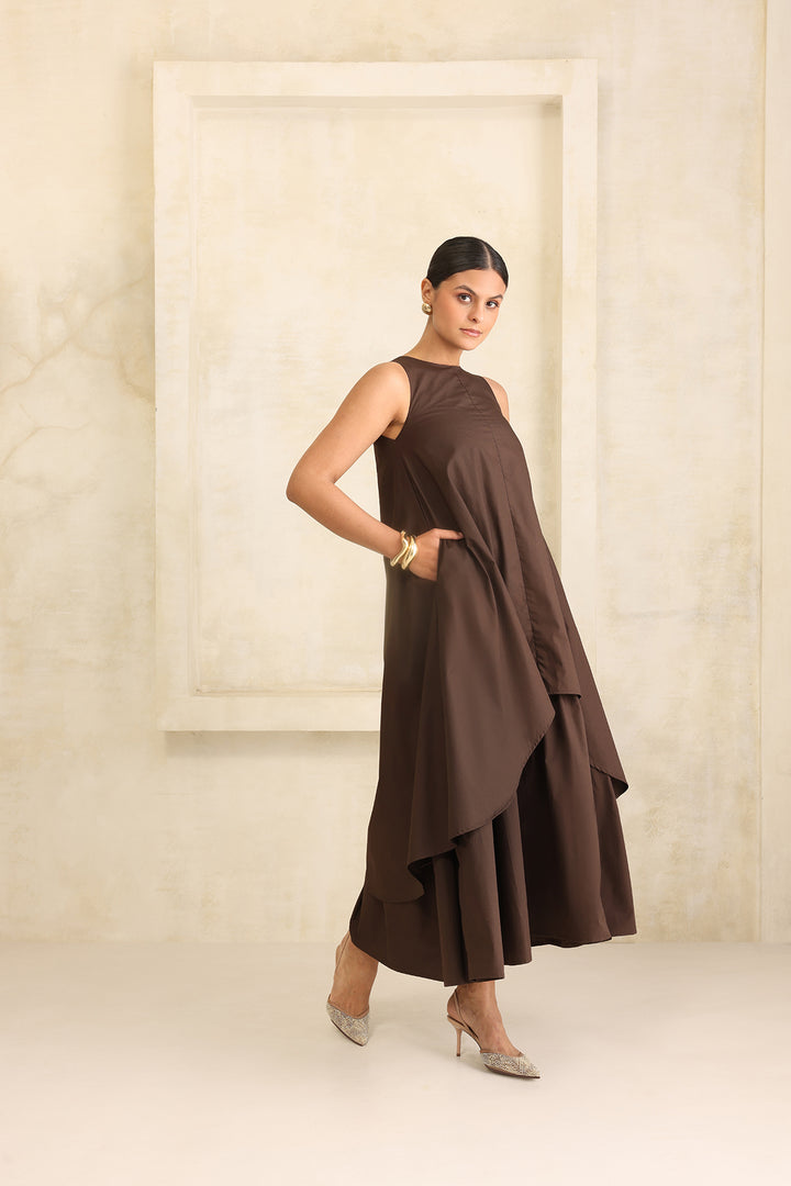 IRIS DOUBLE LAYERED DRESS- MOCHA MUSE