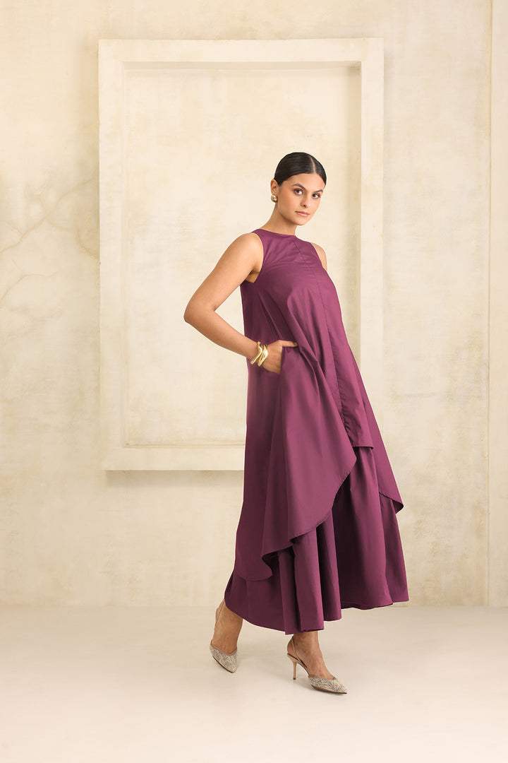 IRIS DOUBLE LAYERED DRESS- BURGUNDY