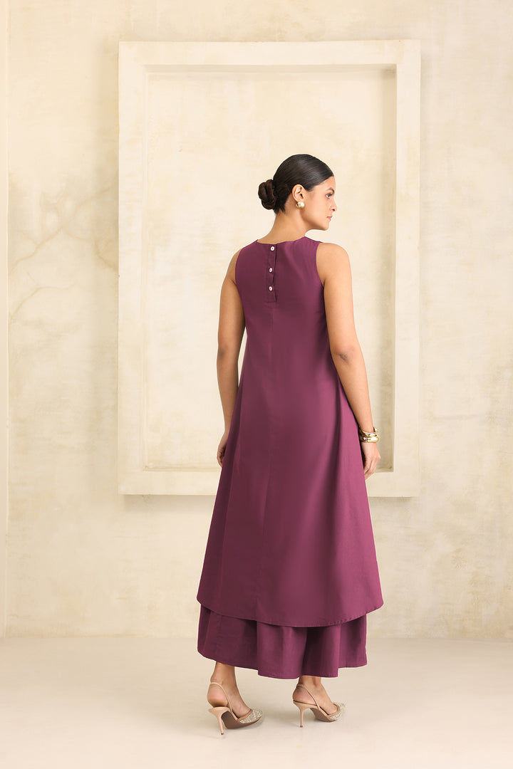 IRIS DOUBLE LAYERED DRESS- BURGUNDY