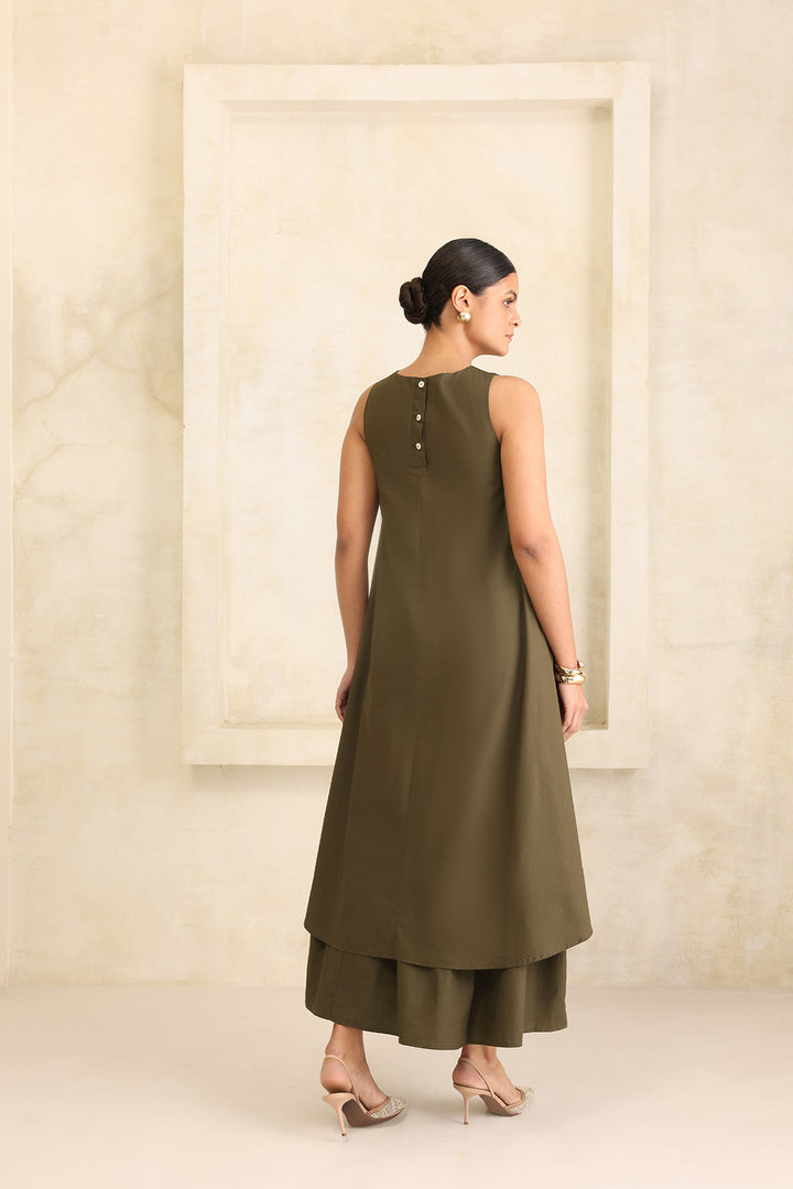 IRIS DOUBLE LAYERED DRESS- OLIVE