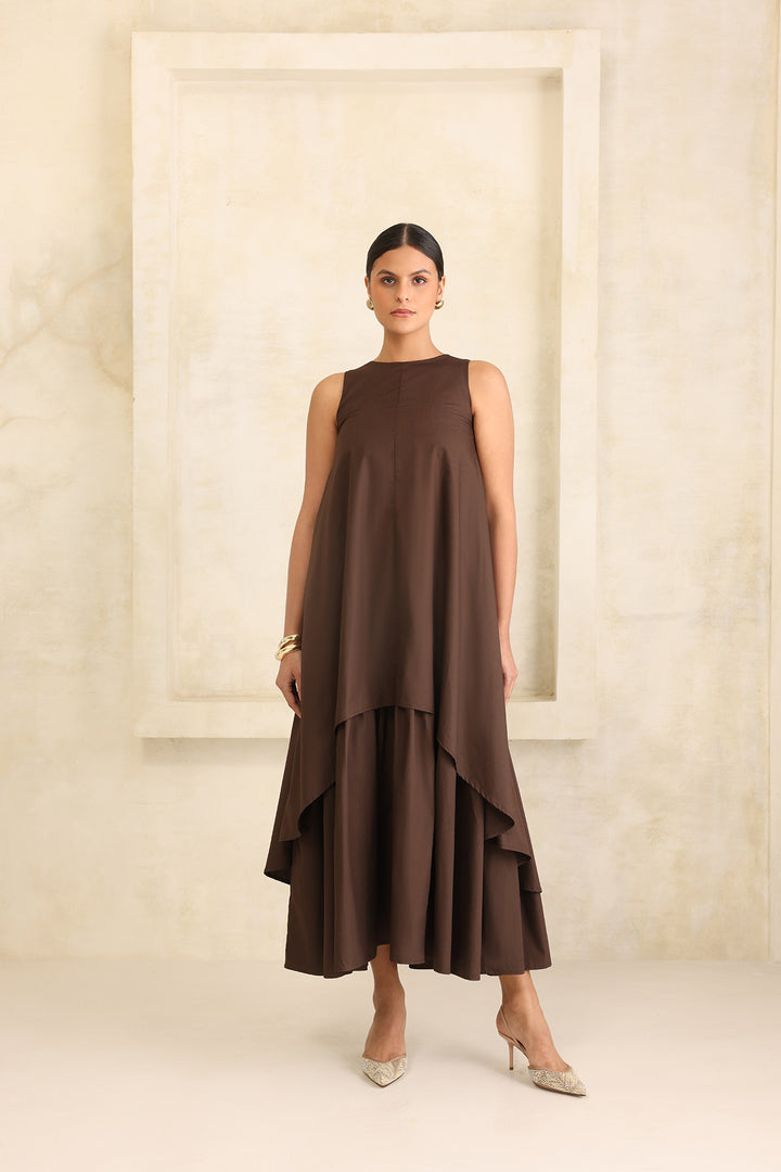 IRIS DOUBLE LAYERED DRESS- MOCHA MUSE