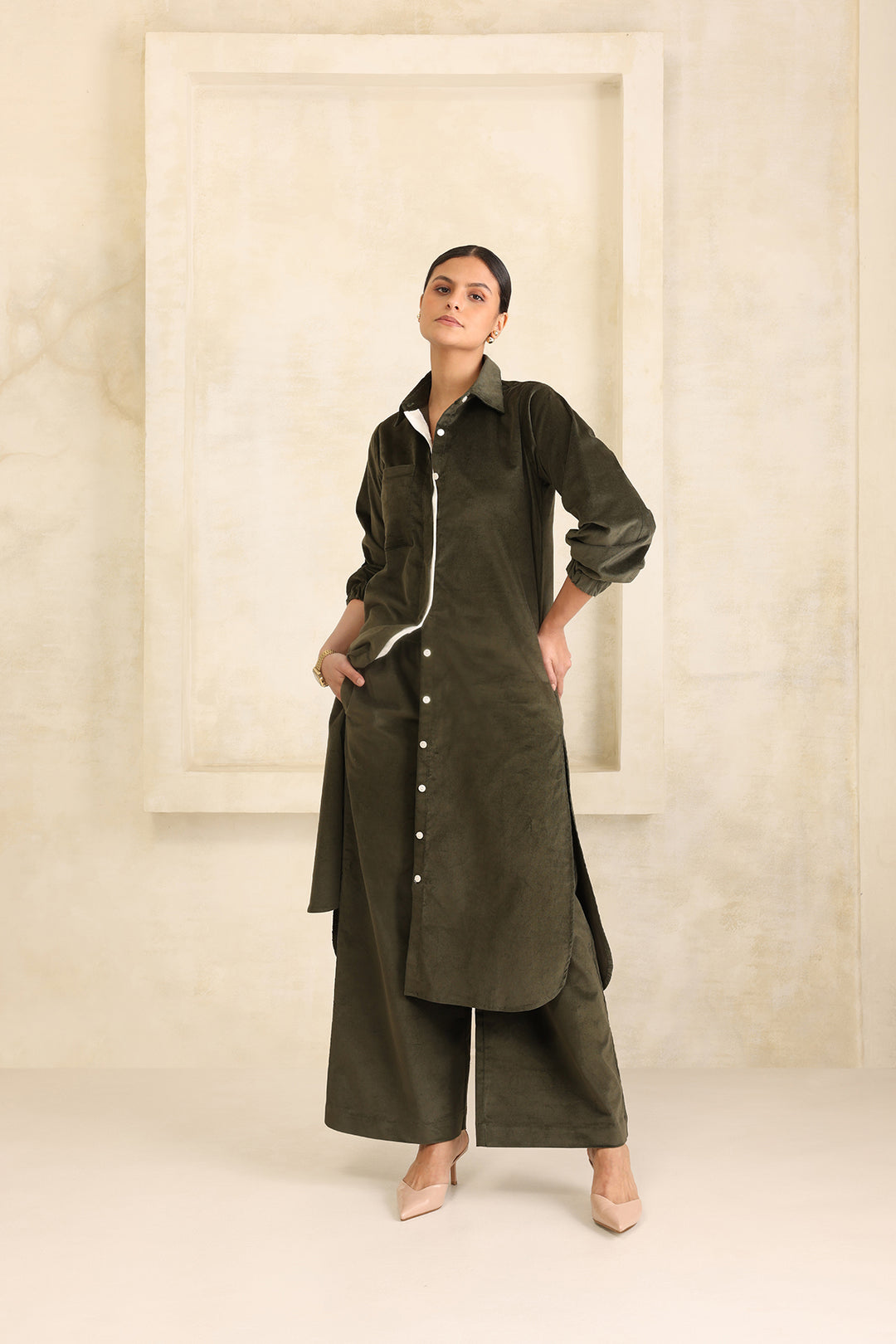 NICOLE CORDUROY SET- OLIVE