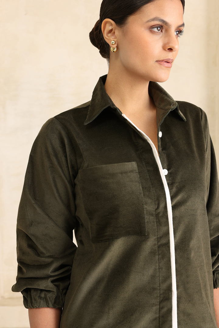 NICOLE CORDUROY SET- OLIVE