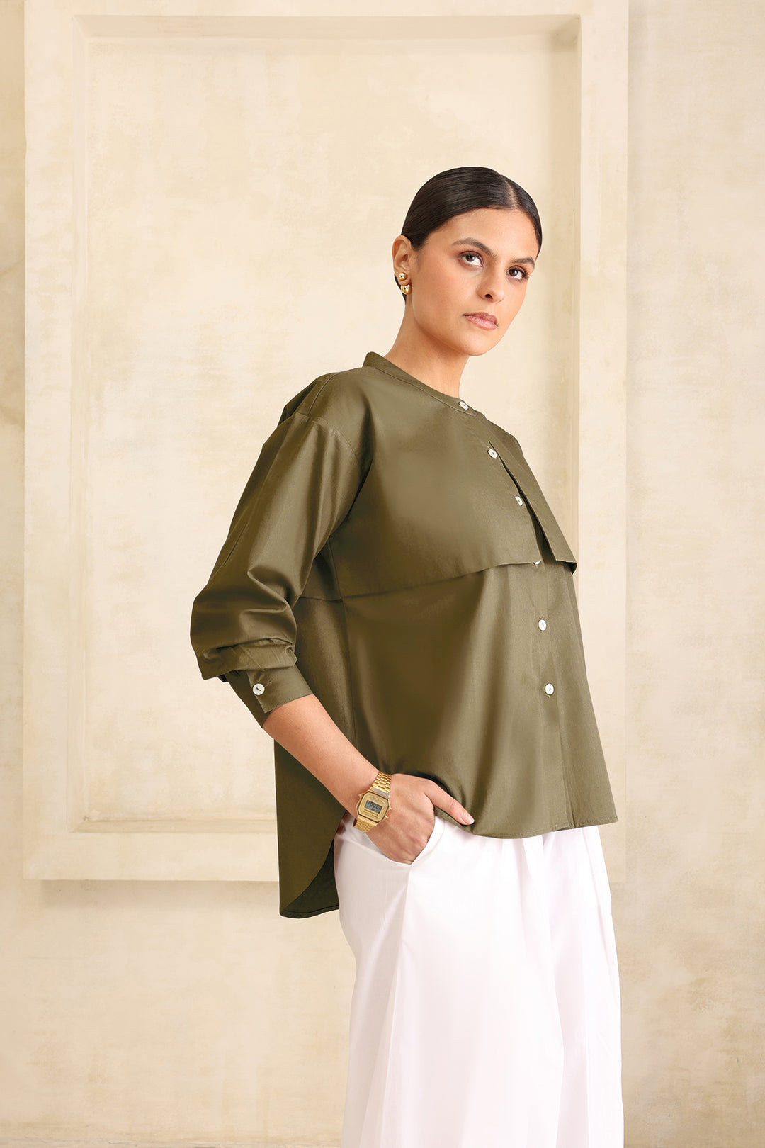 CIRRUS OVERSIZE SHIRT- OLIVE