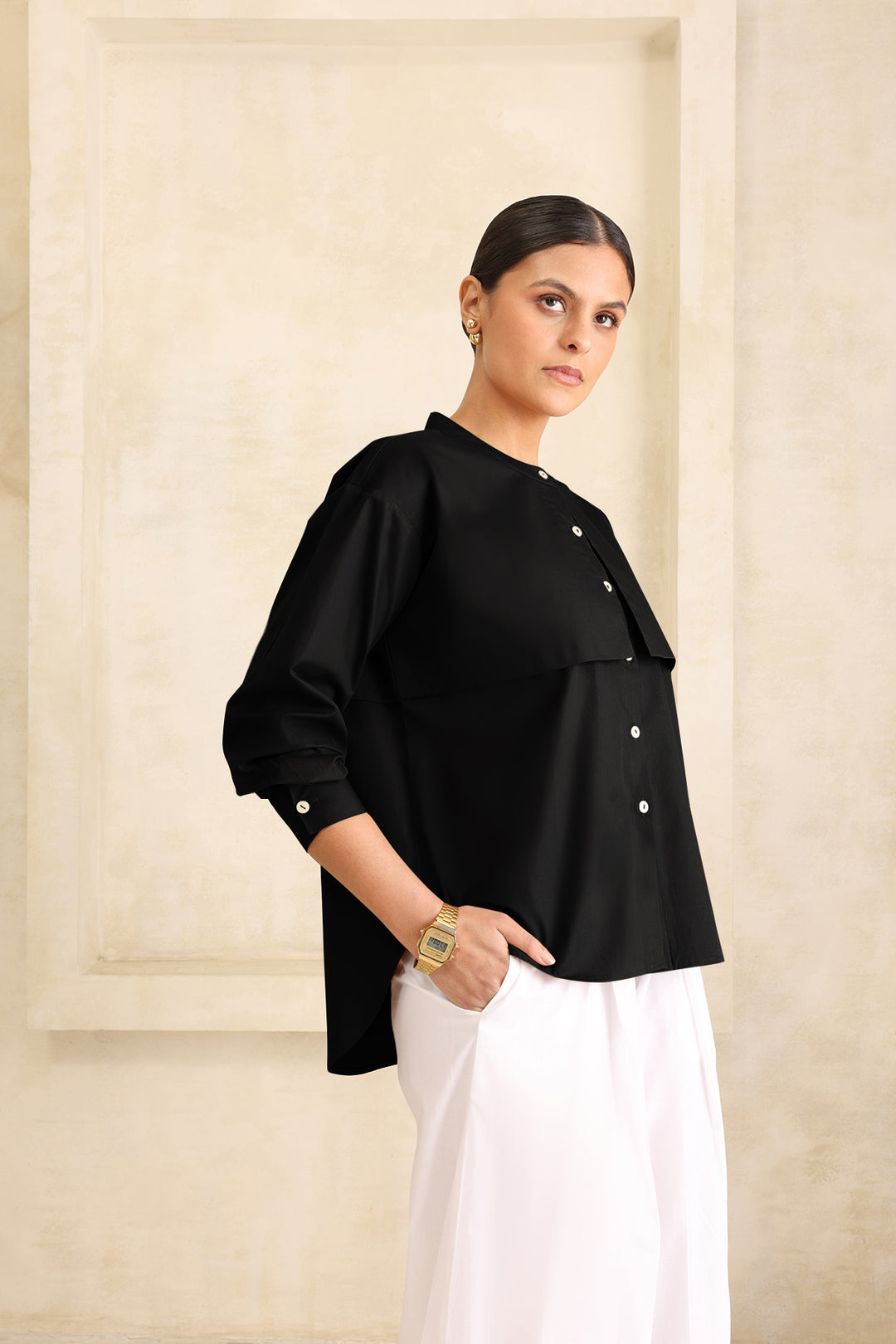 CIRRUS OVERSIZE SHIRT- BLACK