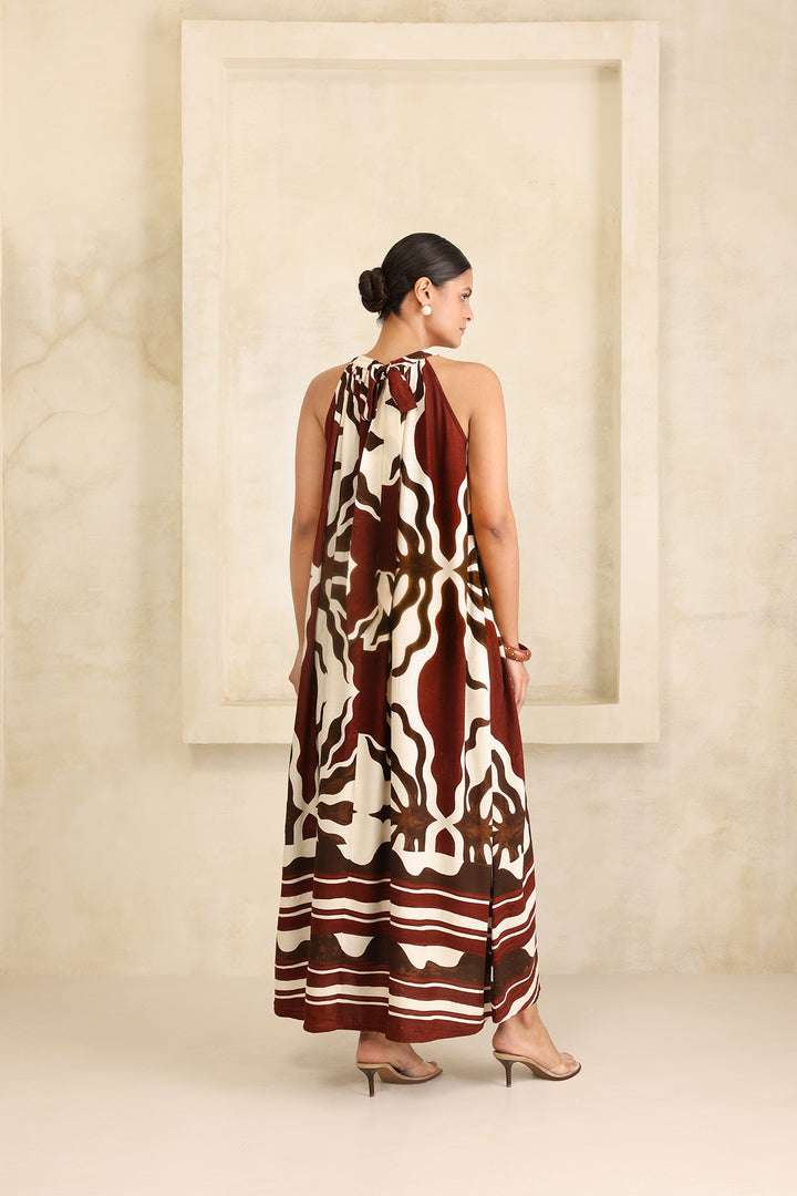 Rumi Dress: Brown Print