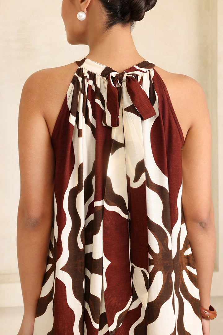 Rumi Dress: Brown Print