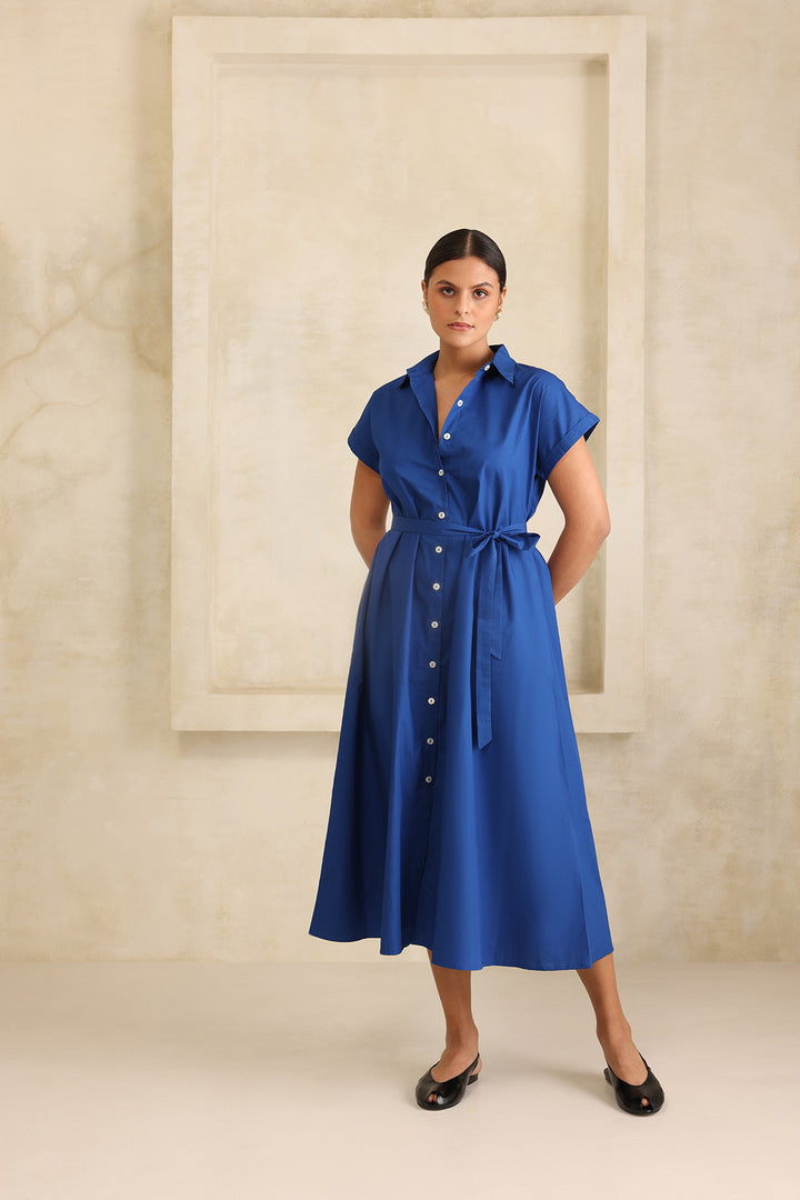 HARPER SHIRT DRESS- ROYAL BLUE