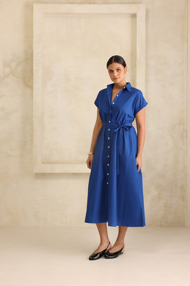 HARPER SHIRT DRESS- ROYAL BLUE