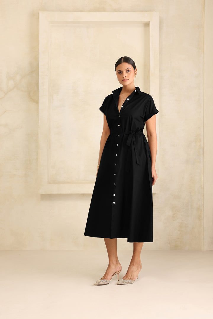 HARPER SHIRT DRESS- BLACK