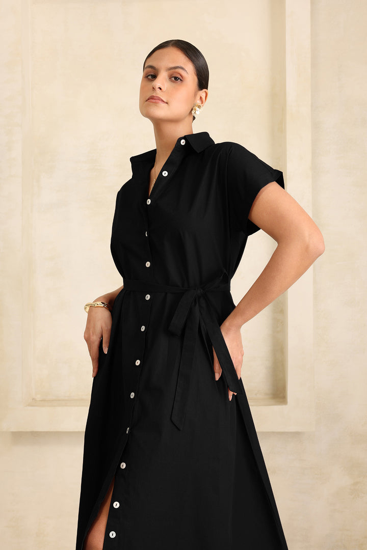 HARPER SHIRT DRESS- BLACK
