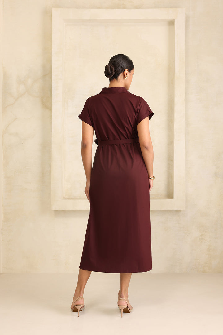 HARPER SHIRT DRESS- CRANBERRY