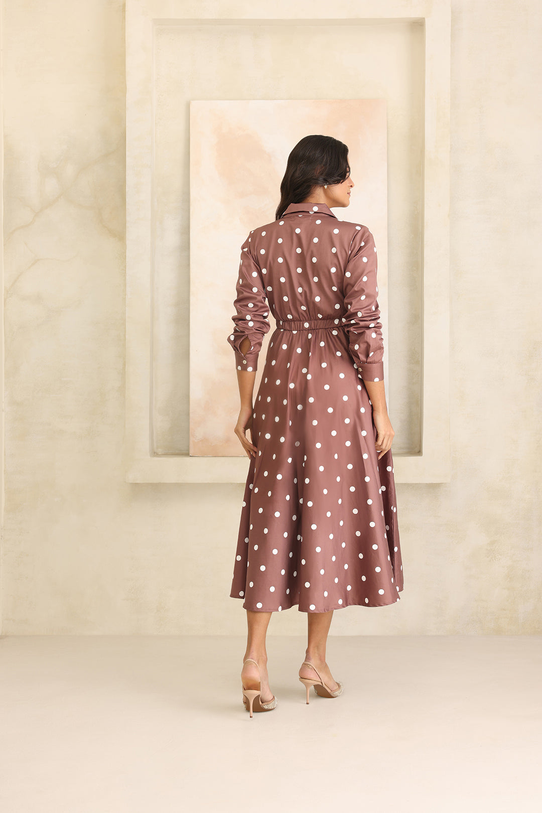 GRACE DRESS- BROWN POLKA DOTS