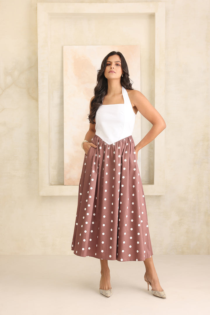 SCARLET MUSE DRESS - BROWN POLKA DOTS