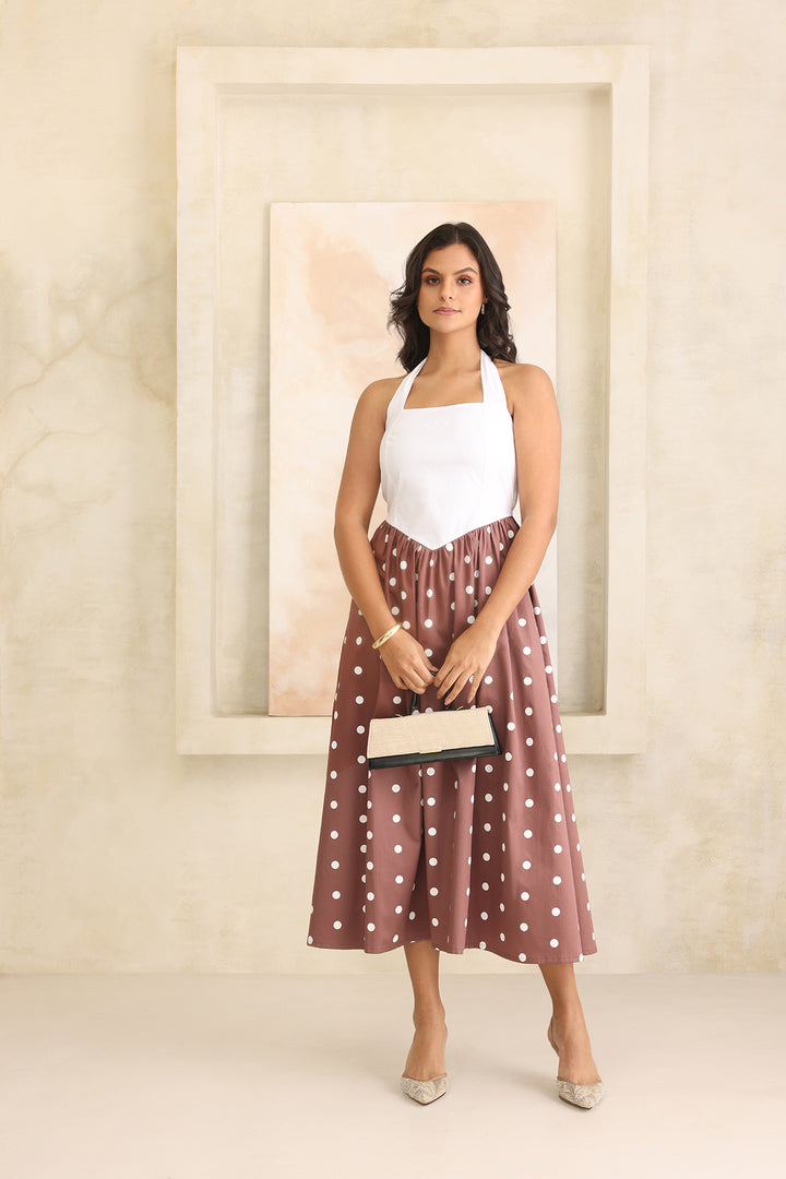 SCARLET MUSE DRESS - BROWN POLKA DOTS
