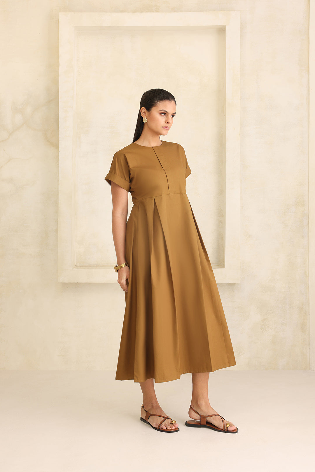 ELARA DRESS- GOLDEN KHAKI