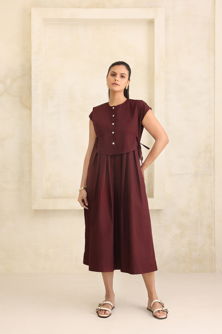 LAUREN DRESS- DARK BURGUNDY