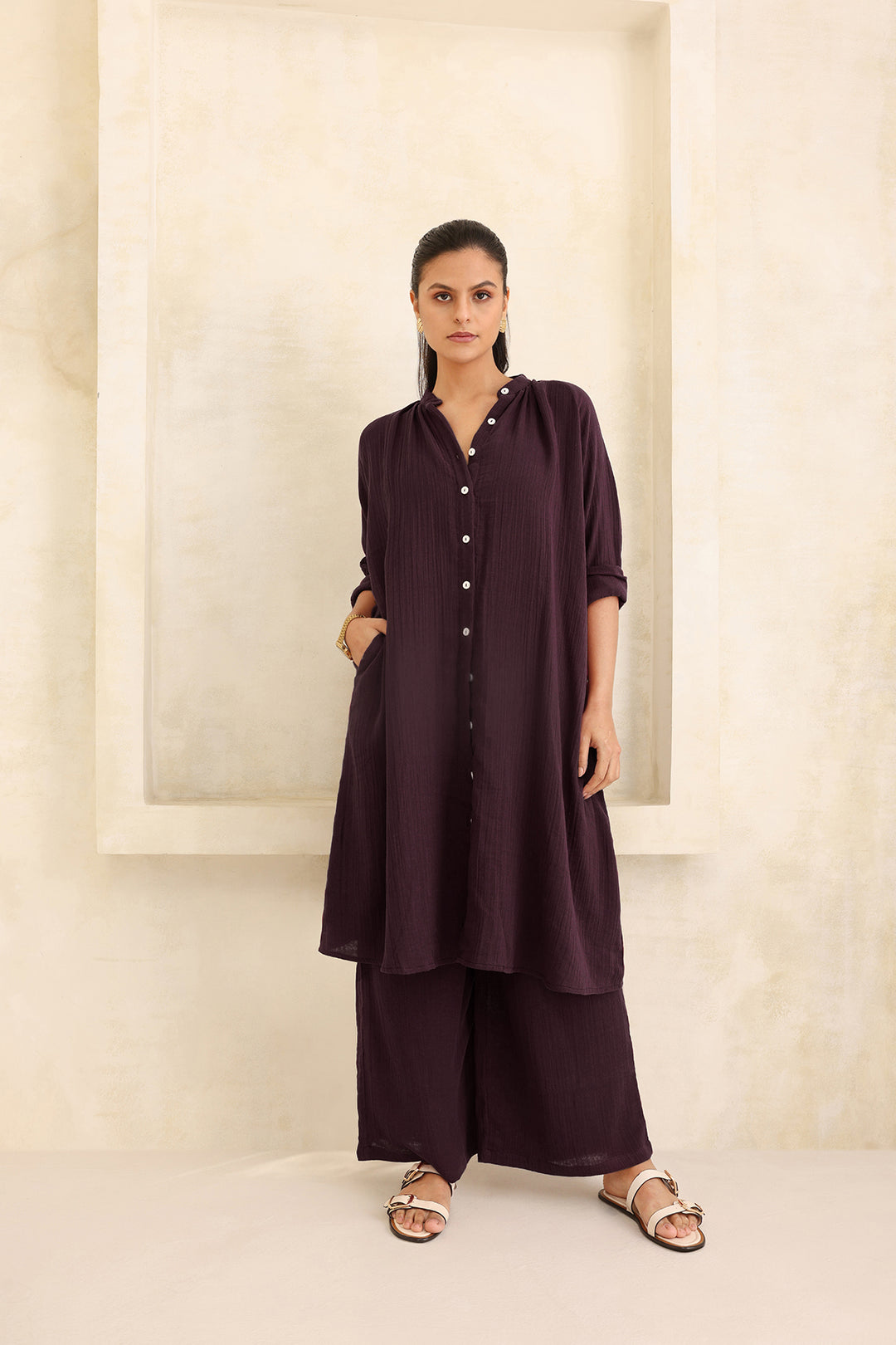 Leona Co-ord Set: Burgundy