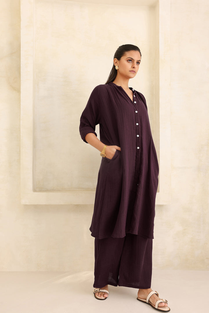 Leona Co-ord Set: Burgundy