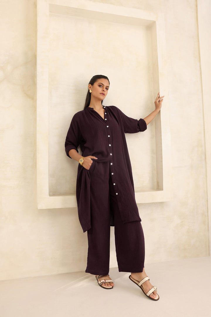 Leona Co-ord Set: Burgundy