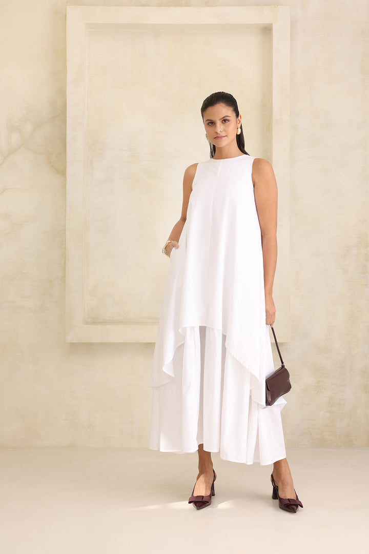 IRIS DOUBLE LAYERED DRESS- WHITE