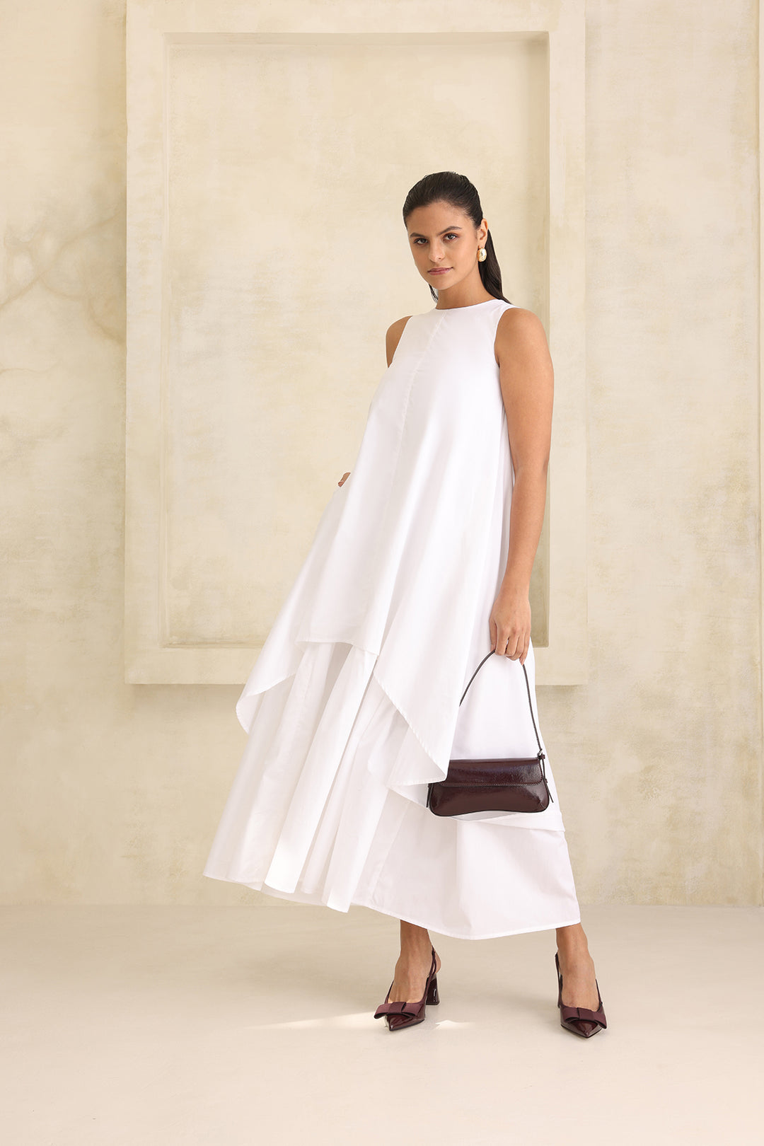 IRIS DOUBLE LAYERED DRESS- WHITE