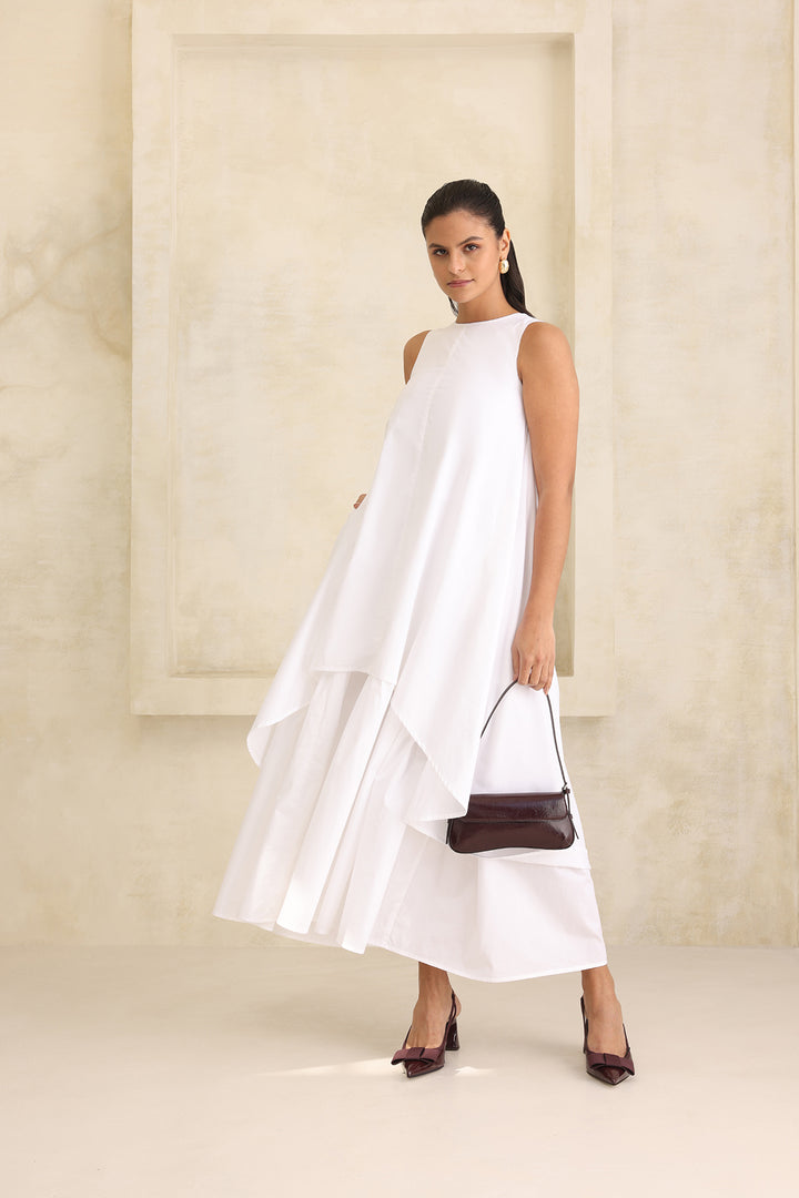 IRIS DOUBLE LAYERED DRESS- WHITE