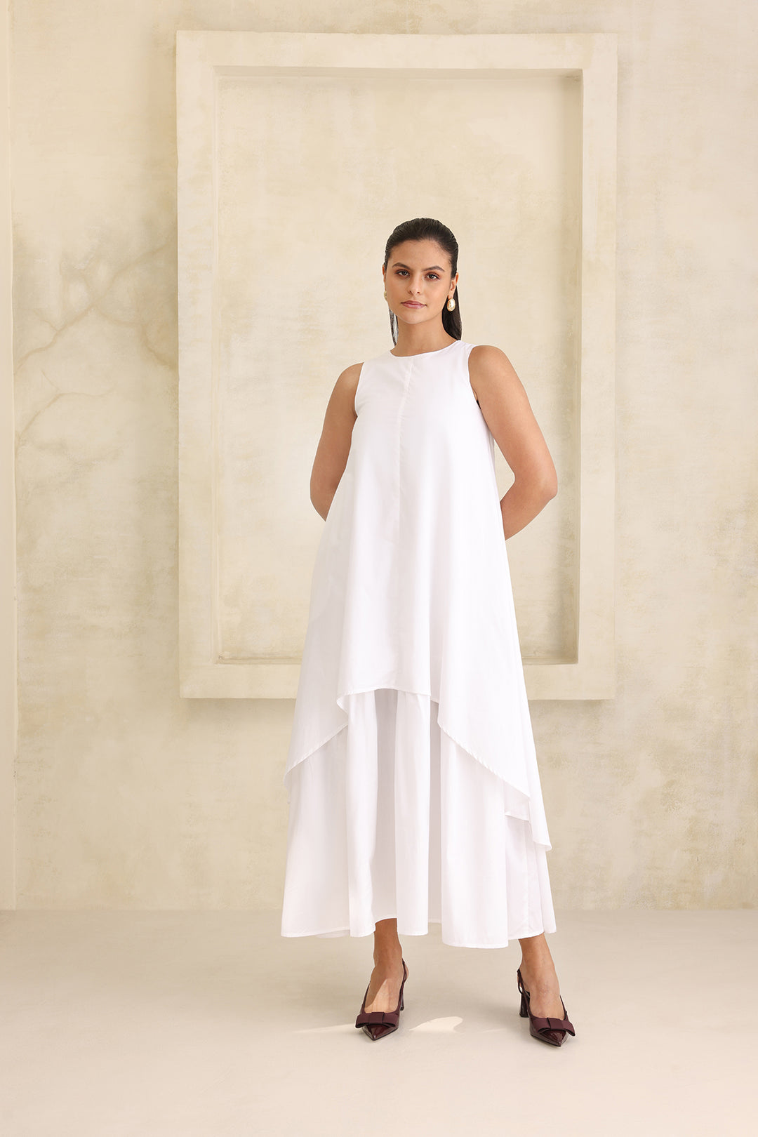 IRIS DOUBLE LAYERED DRESS- WHITE