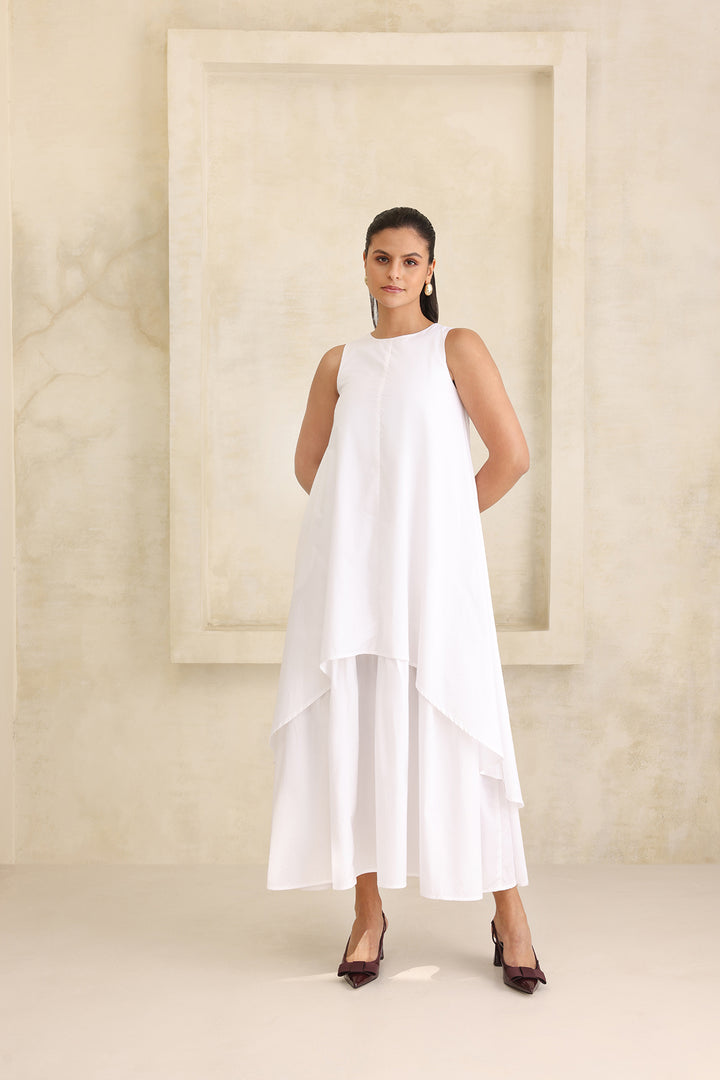 IRIS DOUBLE LAYERED DRESS- WHITE