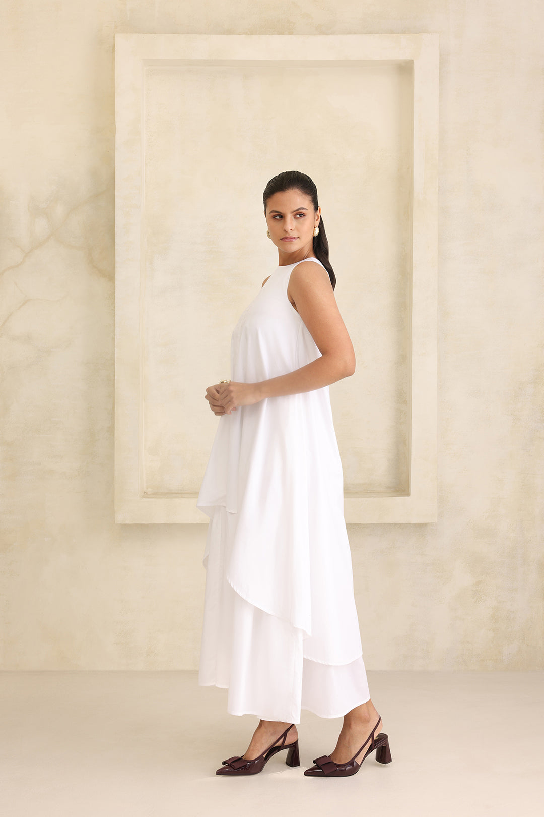 IRIS DOUBLE LAYERED DRESS- WHITE