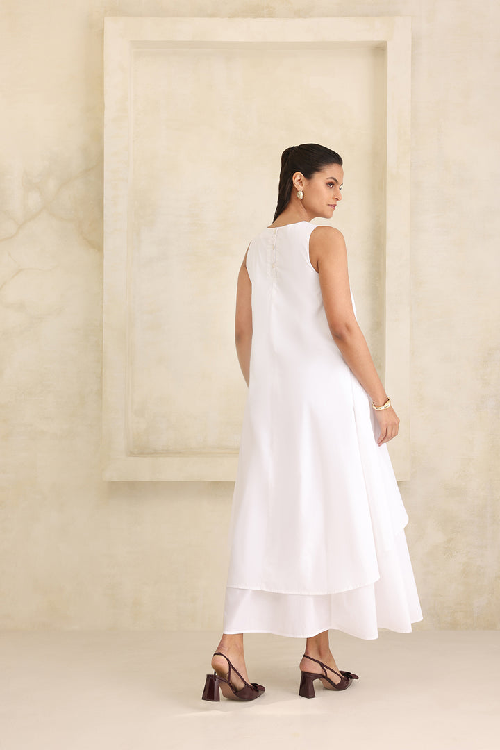 IRIS DOUBLE LAYERED DRESS- WHITE
