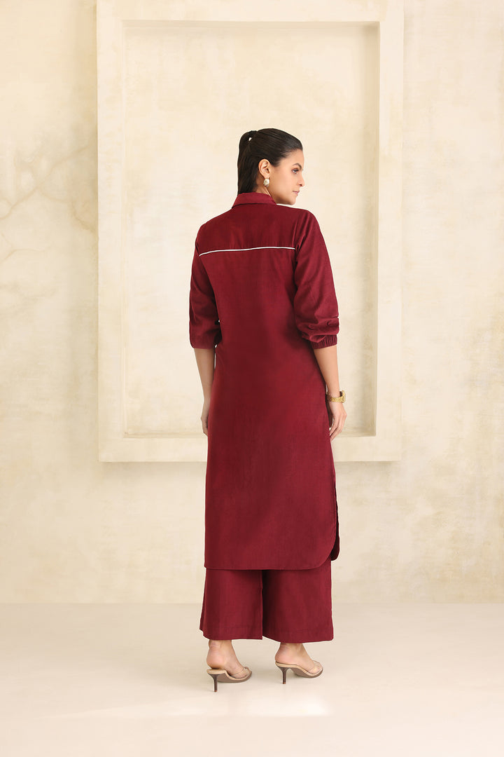 NICOLE CORDUROY SET - BURGUNDY