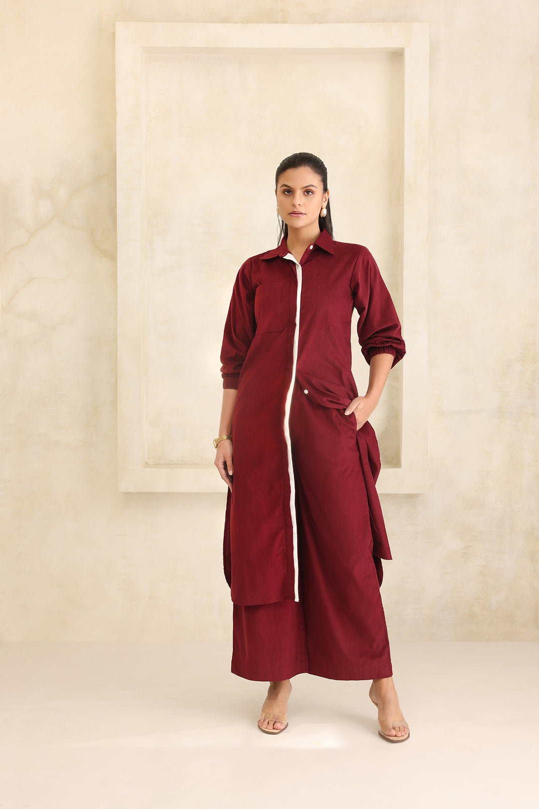 NICOLE CORDUROY SET - BURGUNDY