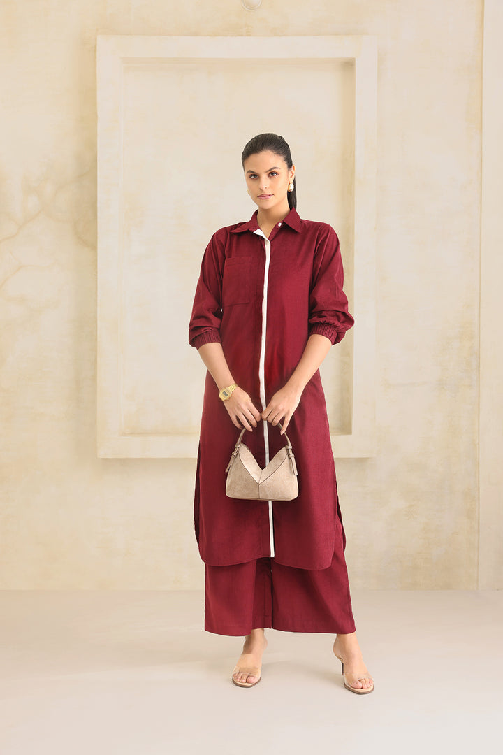 NICOLE CORDUROY SET - BURGUNDY