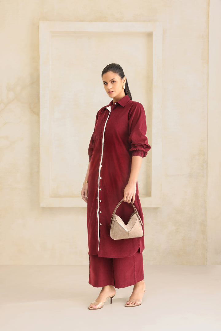 NICOLE CORDUROY SET - BURGUNDY