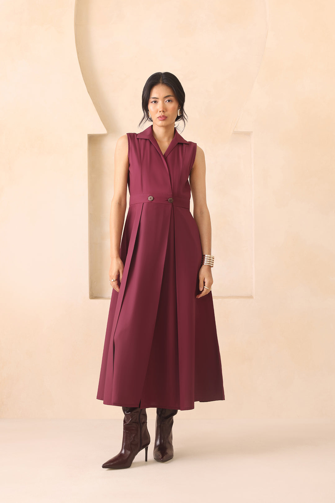 MARBELA DRESS - BURGUNDY