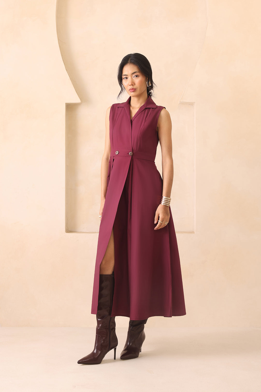 MARBELA DRESS - BURGUNDY