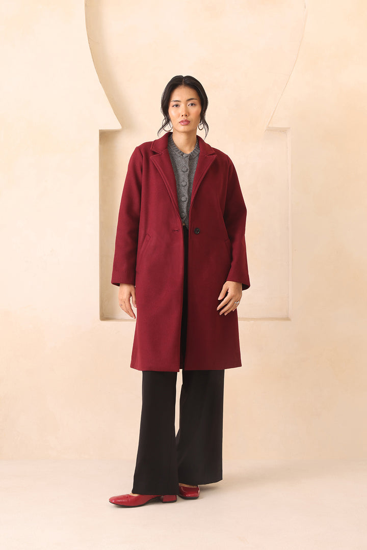 MUVAZO WOOL OVERCOAT- BURGUNDY