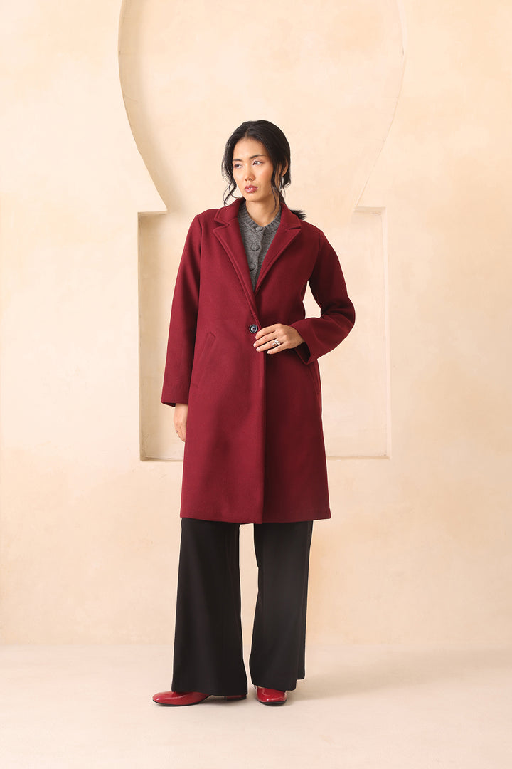 MUVAZO WOOL OVERCOAT- BURGUNDY