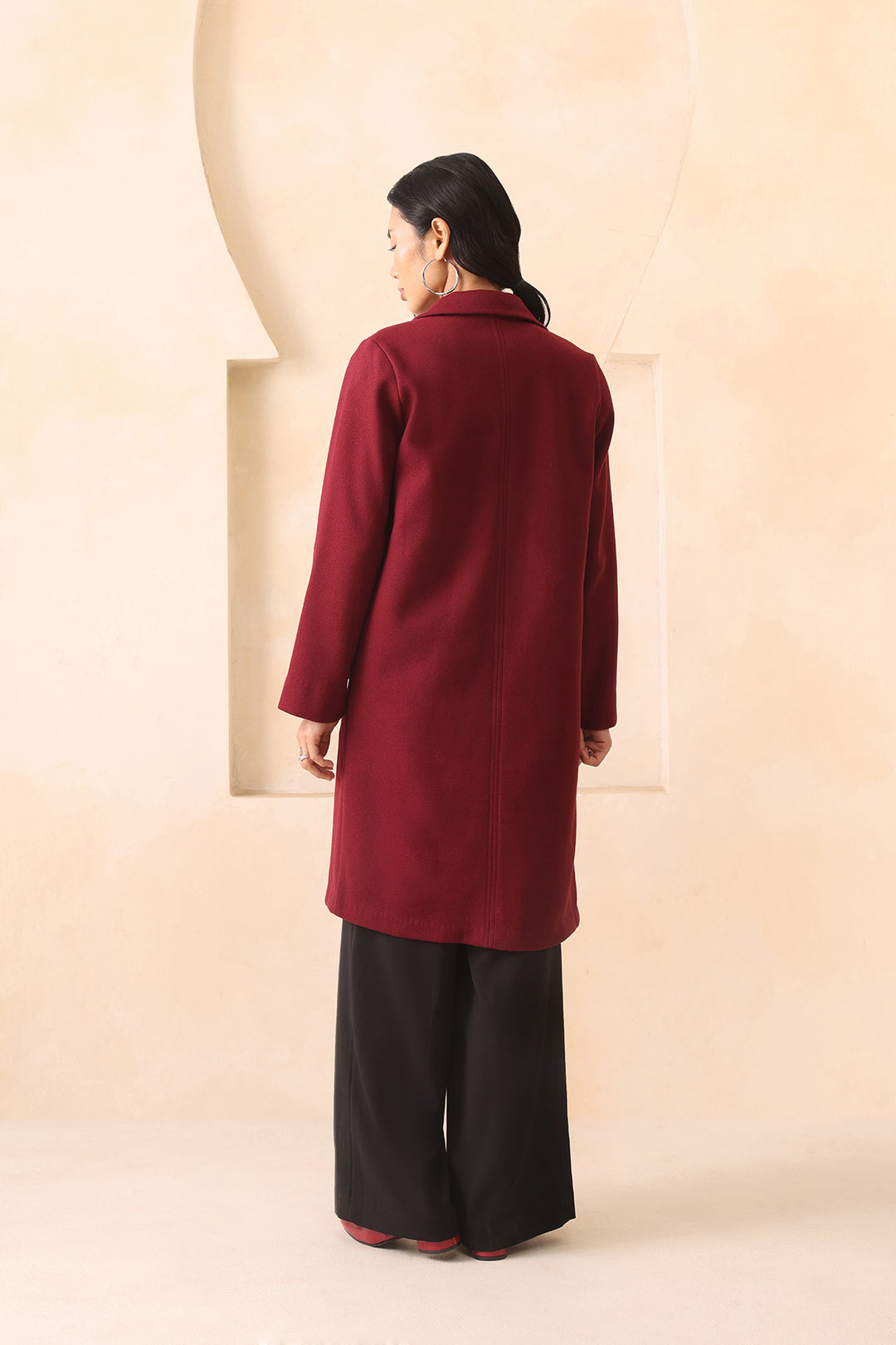 MUVAZO WOOL OVERCOAT- BURGUNDY