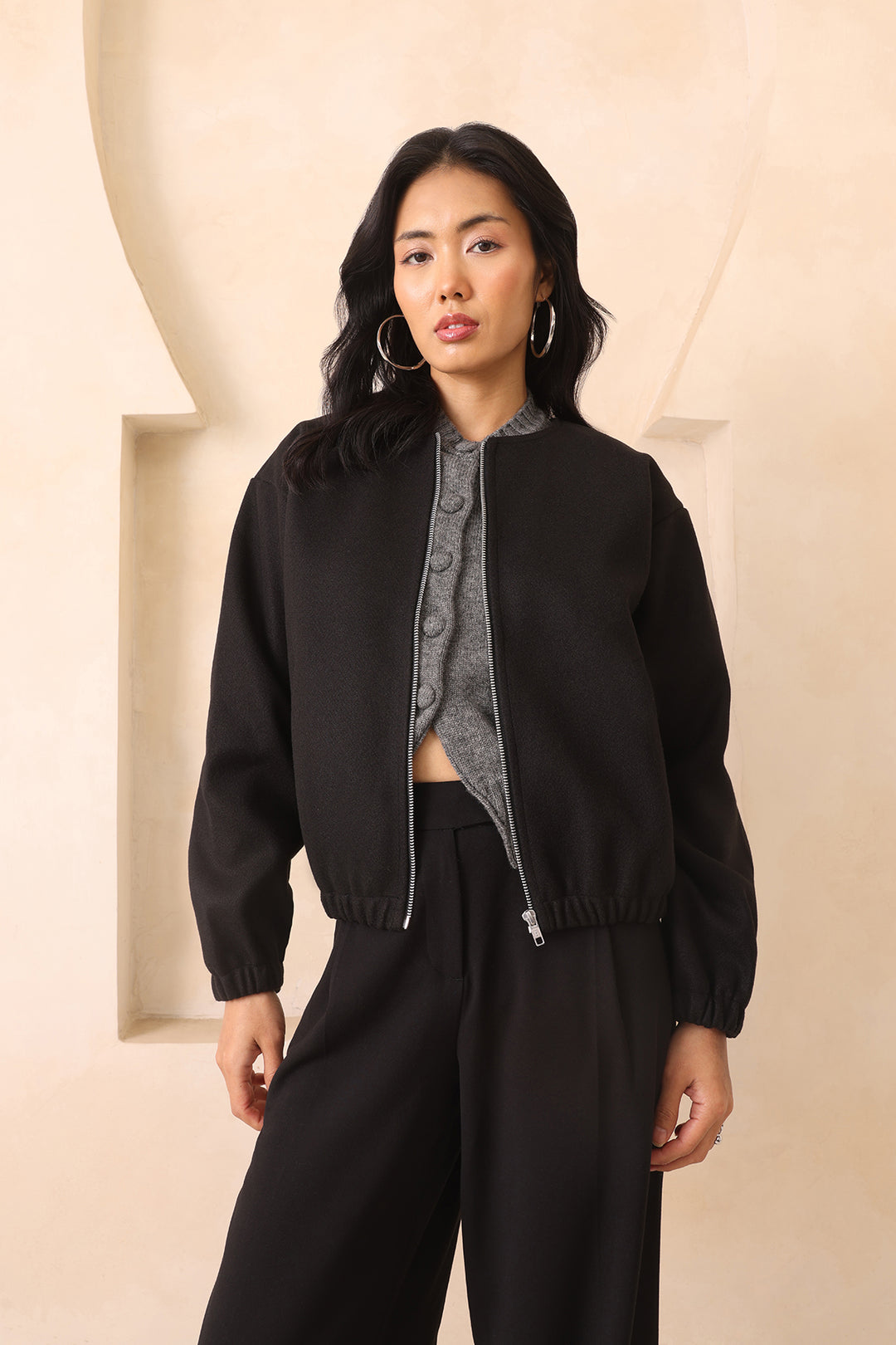 MARLOW BOMBER JACKET- CARBON BLACK