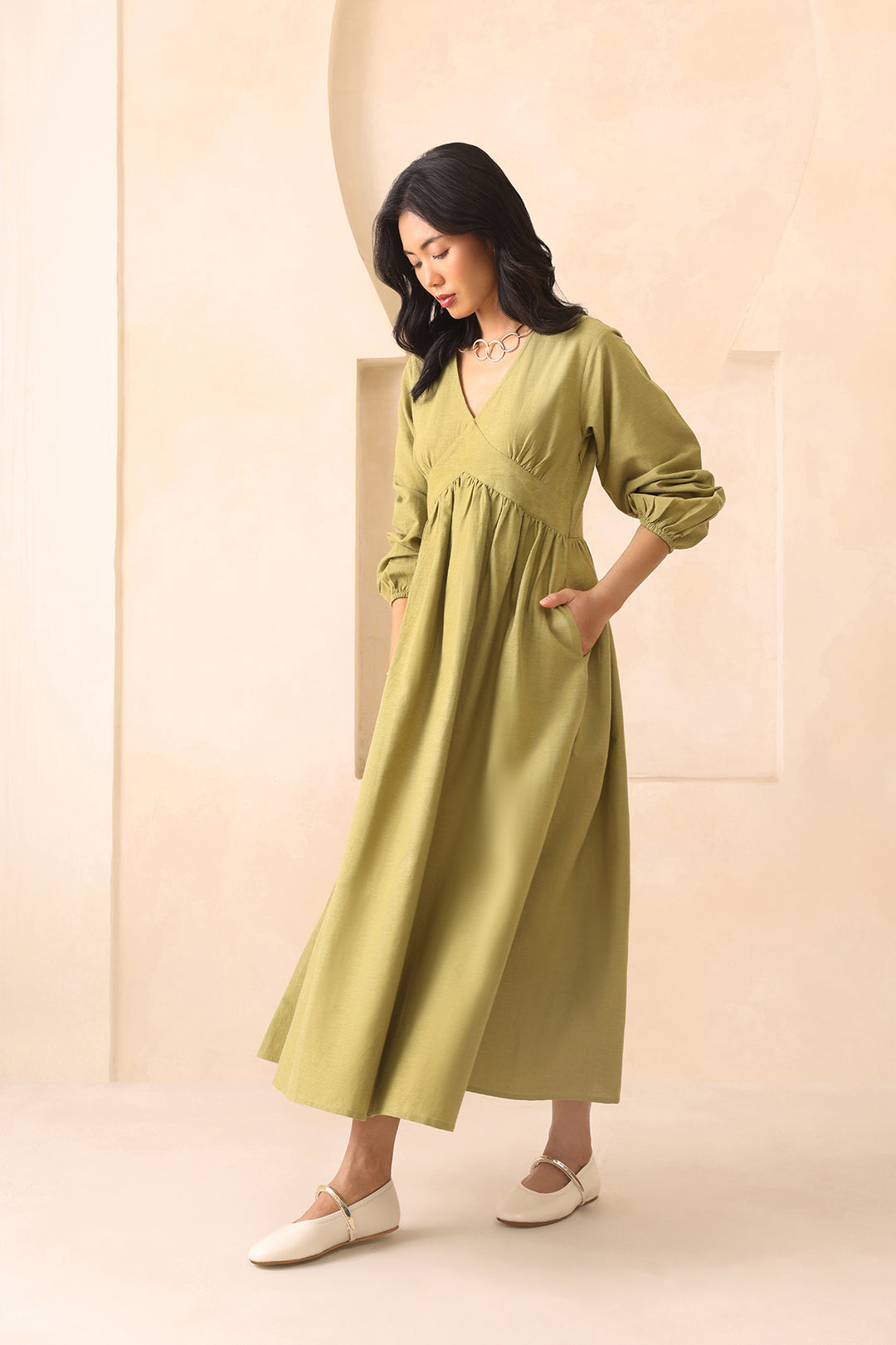 EVA DRESS- EARTHY GREEN