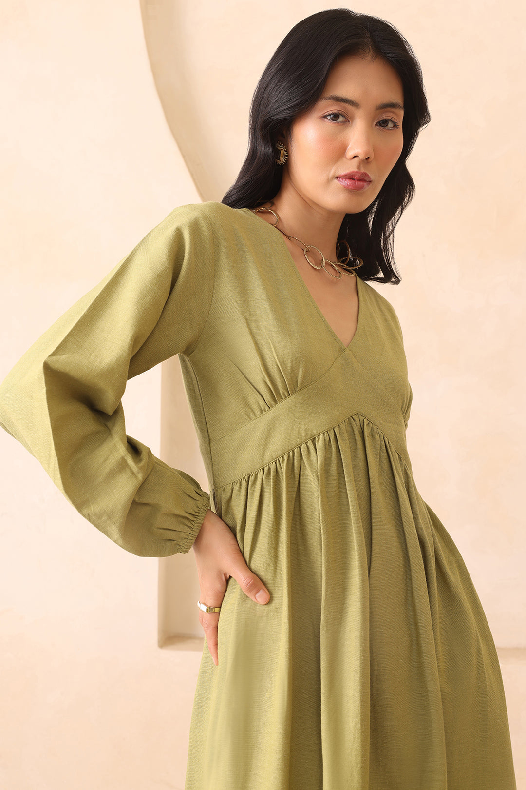 EVA DRESS- EARTHY GREEN