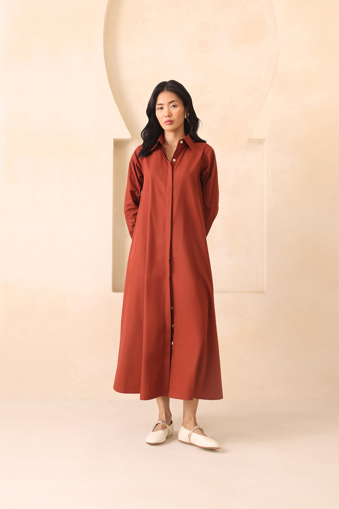 LEO SHIRT DRESS- RUST