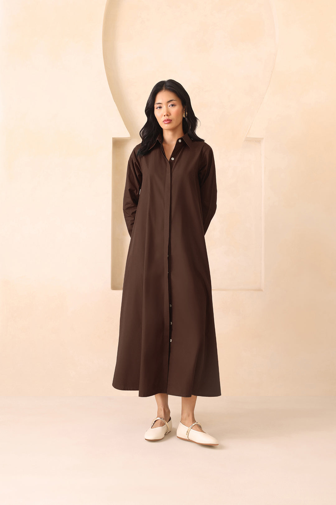 LEO SHIRT DRESS- BROWN