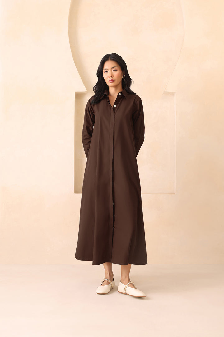 LEO SHIRT DRESS- BROWN
