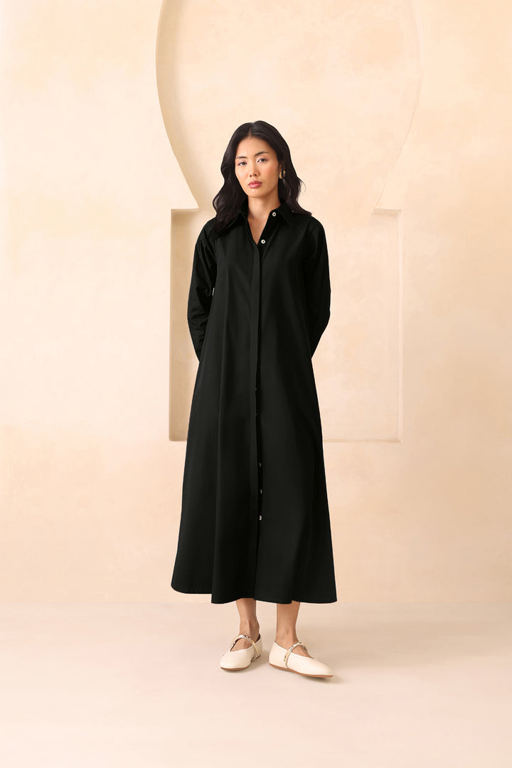 LEO SHIRT DRESS- BLACK