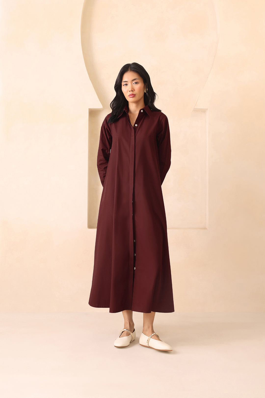 LEO SHIRT DRESS- Cranberry