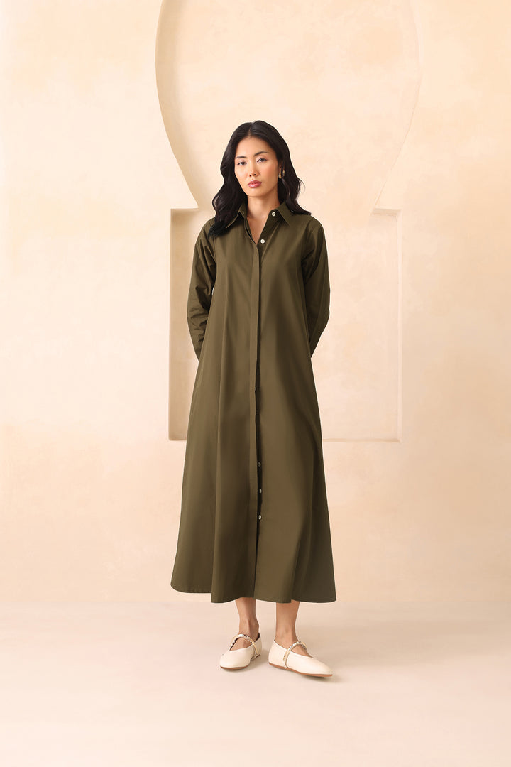 LEO SHIRT DRESS- OLIVE