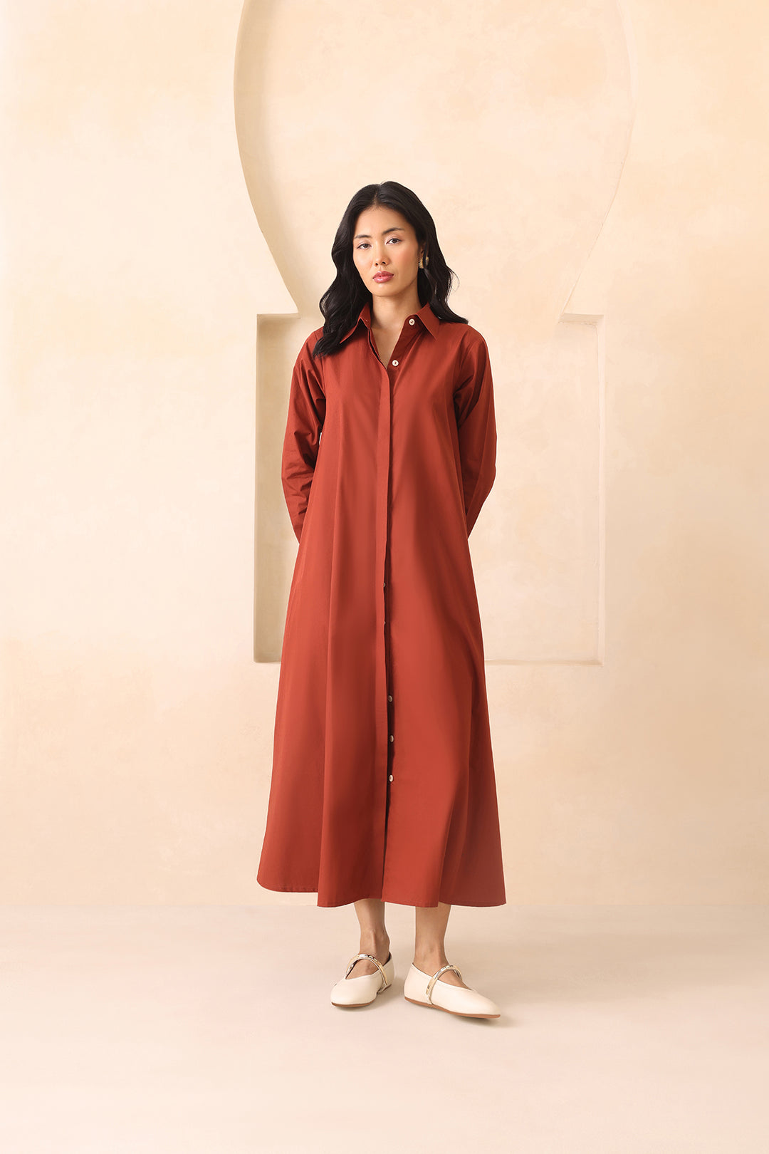 LEO SHIRT DRESS- RUST